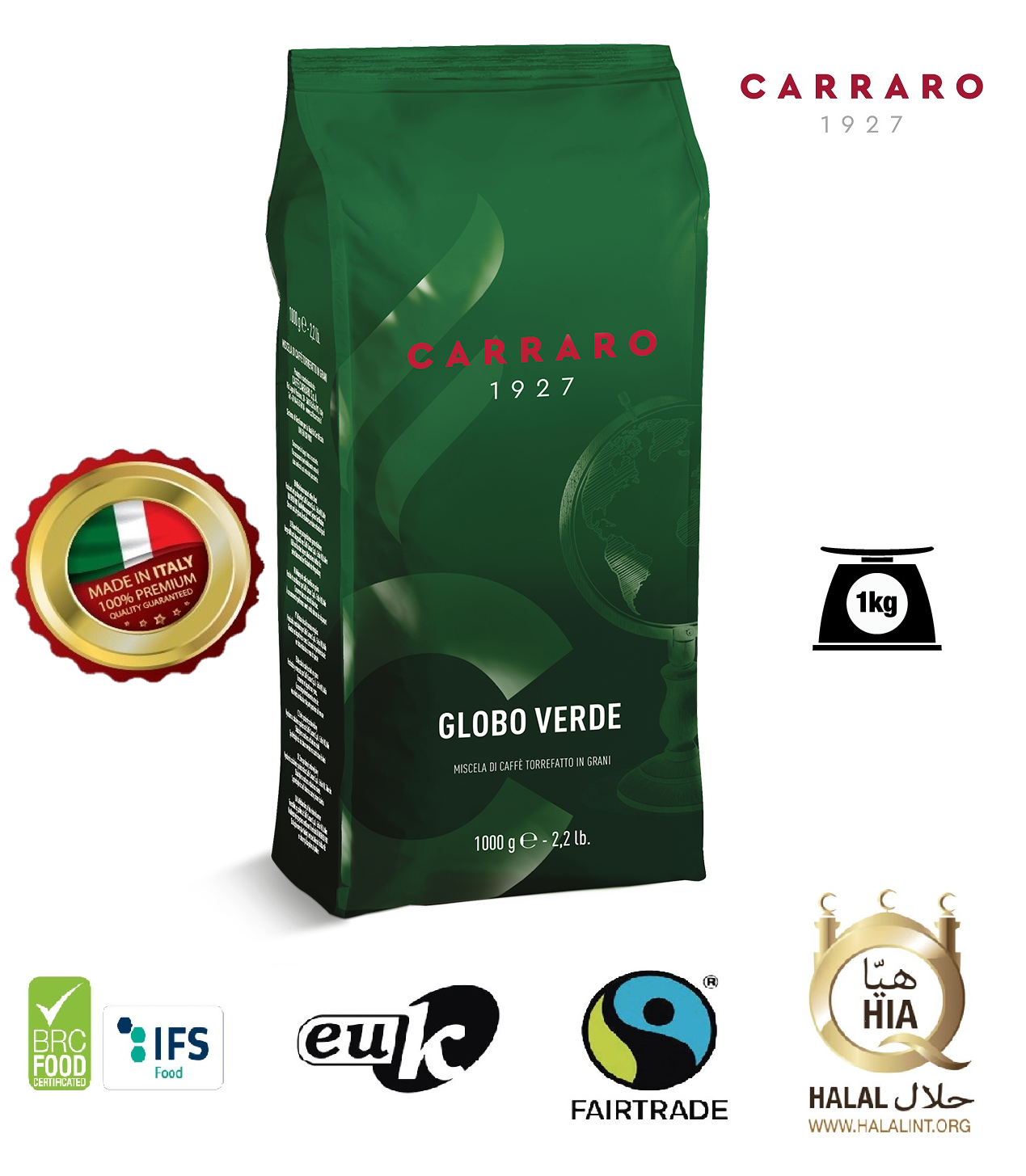 GLOBO VERDE FINE ITALIAN Coffee Beans (1Kg)